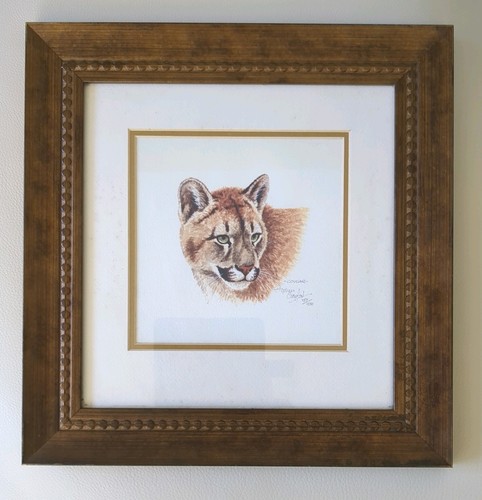 Framed giclee print cougar by - cougar,