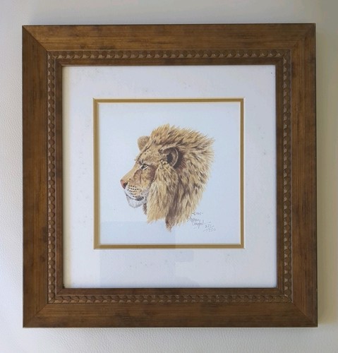 Framed giclee print lion - print,